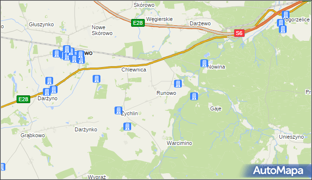 mapa Runowo gmina Potęgowo, Runowo gmina Potęgowo na mapie Targeo