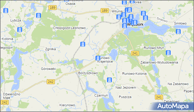 mapa Runowo Krajeńskie, Runowo Krajeńskie na mapie Targeo
