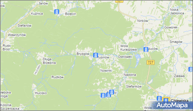 mapa Rusinów gmina Borkowice, Rusinów gmina Borkowice na mapie Targeo