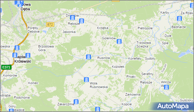 mapa Rusinów gmina Majdan Królewski, Rusinów gmina Majdan Królewski na mapie Targeo