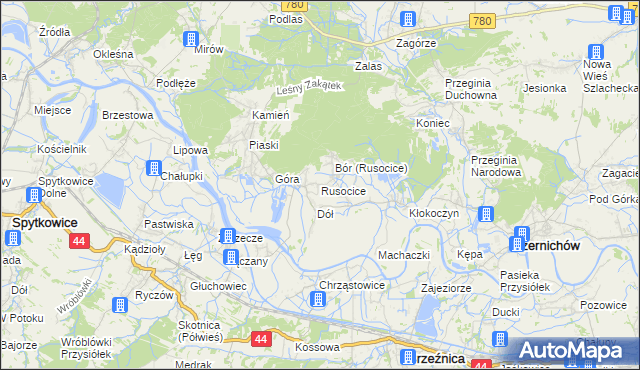 mapa Rusocice gmina Czernichów, Rusocice gmina Czernichów na mapie Targeo