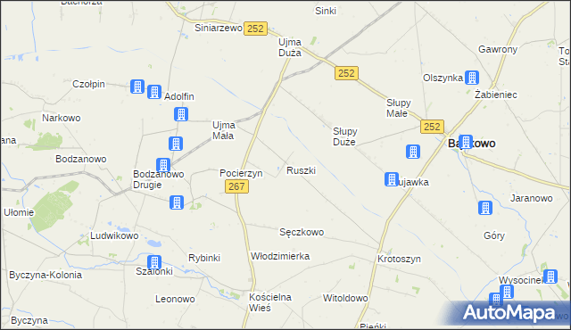 mapa Ruszki gmina Osięciny, Ruszki gmina Osięciny na mapie Targeo