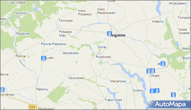 mapa Ruszkowo gmina Wąpielsk, Ruszkowo gmina Wąpielsk na mapie Targeo