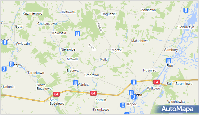 mapa Rutki gmina Wizna, Rutki gmina Wizna na mapie Targeo