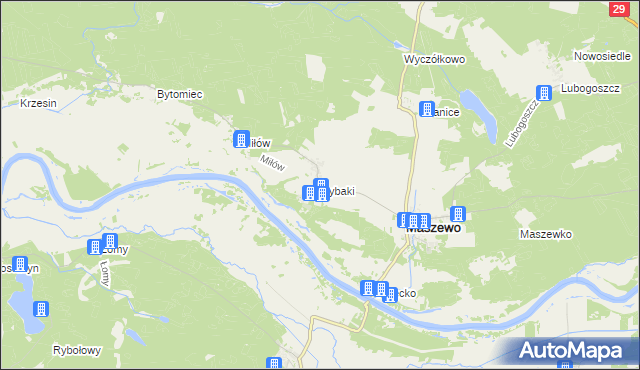 mapa Rybaki gmina Maszewo, Rybaki gmina Maszewo na mapie Targeo