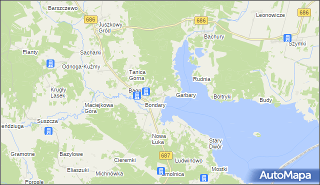 mapa Rybaki gmina Michałowo, Rybaki gmina Michałowo na mapie Targeo