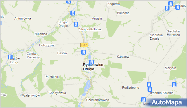 mapa Rybczewice Pierwsze, Rybczewice Pierwsze na mapie Targeo