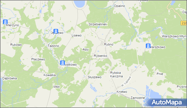 mapa Rybienko gmina Gniewino, Rybienko gmina Gniewino na mapie Targeo
