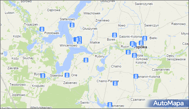 mapa Rybiny, Rybiny na mapie Targeo