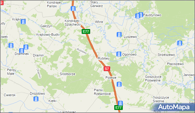 mapa Rybitwy gmina Baboszewo, Rybitwy gmina Baboszewo na mapie Targeo