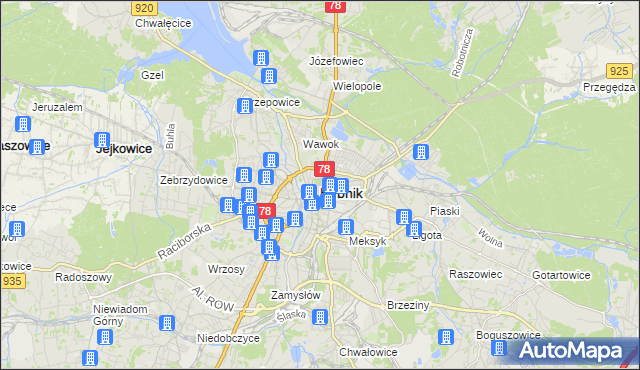 mapa Rybnika, Rybnik na mapie Targeo