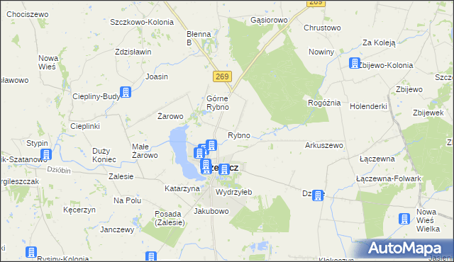 mapa Rybno gmina Przedecz, Rybno gmina Przedecz na mapie Targeo
