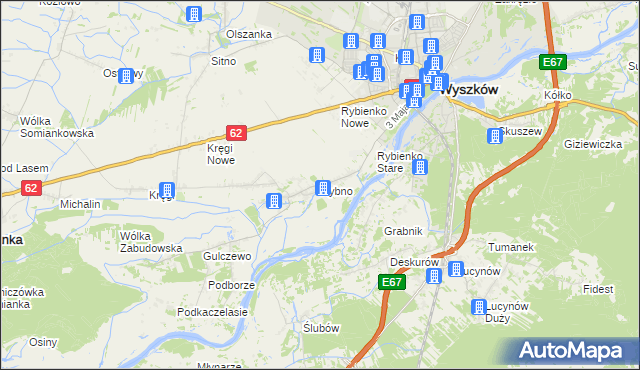 mapa Rybno gmina Wyszków, Rybno gmina Wyszków na mapie Targeo