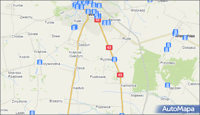 mapa Rychłowice, Rychłowice na mapie Targeo