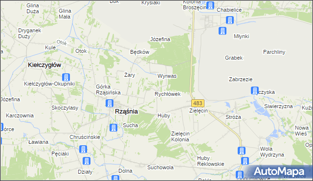 mapa Rychłowiec, Rychłowiec na mapie Targeo