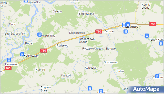 mapa Rydzewo-Gozdy, Rydzewo-Gozdy na mapie Targeo