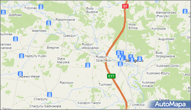 mapa Rydzyn Szlachecki, Rydzyn Szlachecki na mapie Targeo