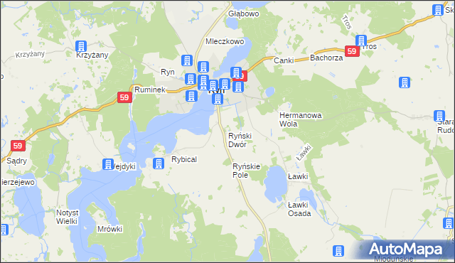 mapa Ryński Dwór, Ryński Dwór na mapie Targeo