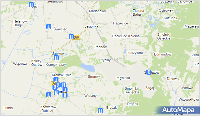 mapa Rysiny gmina Kramsk, Rysiny gmina Kramsk na mapie Targeo