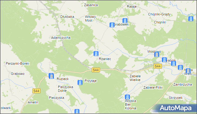 mapa Rżaniec, Rżaniec na mapie Targeo