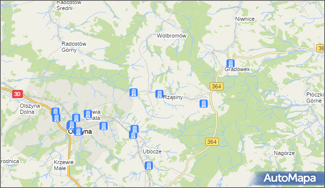 mapa Rząsiny, Rząsiny na mapie Targeo