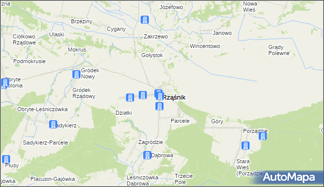 mapa Rząśnik powiat wyszkowski, Rząśnik powiat wyszkowski na mapie Targeo