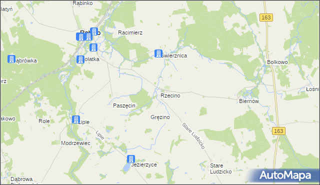 mapa Rzecino, Rzecino na mapie Targeo