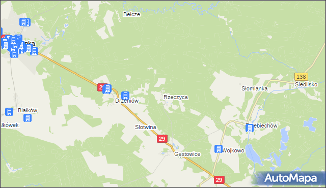 mapa Rzeczyca gmina Maszewo, Rzeczyca gmina Maszewo na mapie Targeo