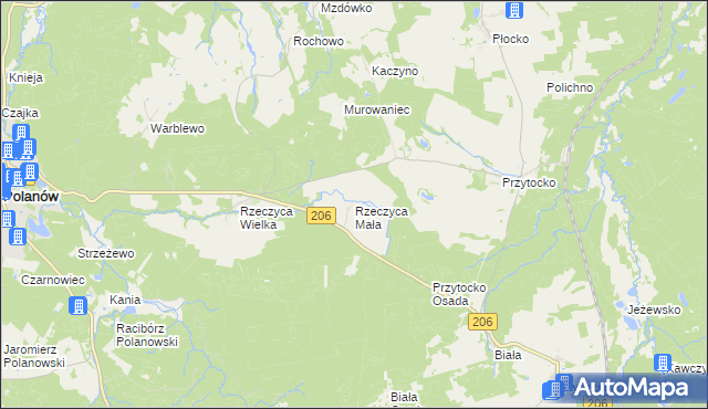 mapa Rzeczyca Mała, Rzeczyca Mała na mapie Targeo