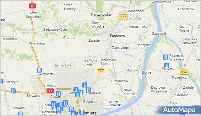 mapa Rzeczyca Mokra, Rzeczyca Mokra na mapie Targeo