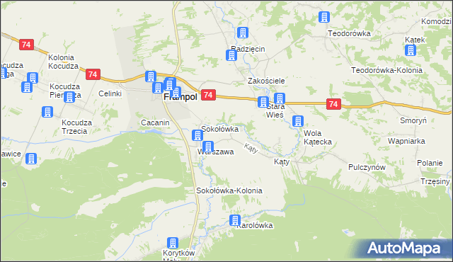 mapa Rzeczyce gmina Frampol, Rzeczyce gmina Frampol na mapie Targeo