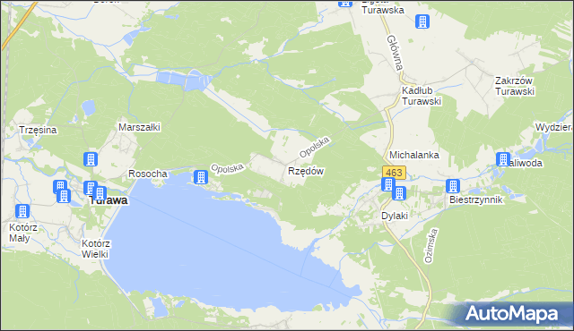 mapa Rzędów gmina Turawa, Rzędów gmina Turawa na mapie Targeo