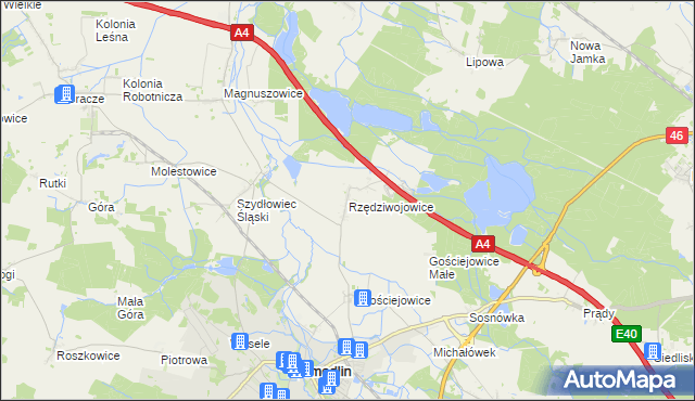 mapa Rzędziwojowice, Rzędziwojowice na mapie Targeo