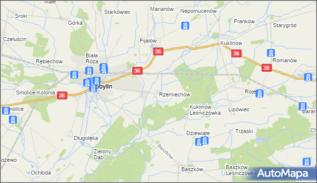 mapa Rzemiechów, Rzemiechów na mapie Targeo