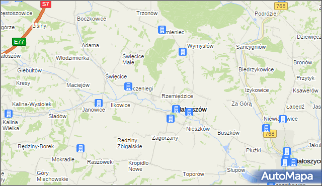 mapa Rzemiędzice, Rzemiędzice na mapie Targeo