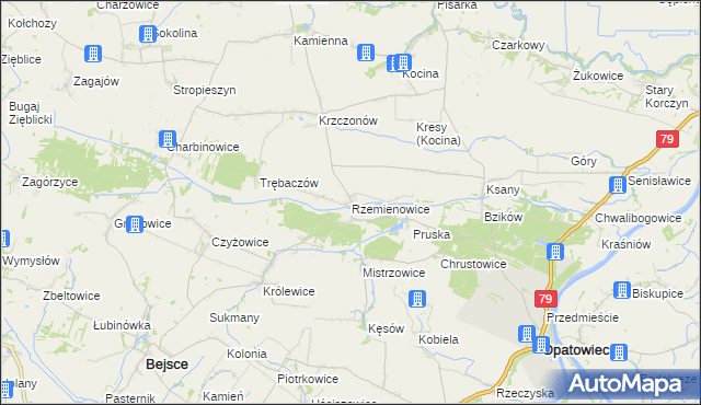 mapa Rzemienowice, Rzemienowice na mapie Targeo