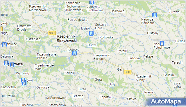 mapa Rzepiennik Biskupi, Rzepiennik Biskupi na mapie Targeo