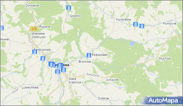 mapa Rzeszówek gmina Świerzawa, Rzeszówek gmina Świerzawa na mapie Targeo