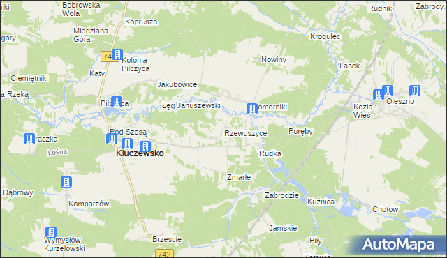 mapa Rzewuszyce, Rzewuszyce na mapie Targeo