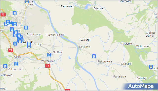 mapa Rzuchów gmina Leżajsk, Rzuchów gmina Leżajsk na mapie Targeo