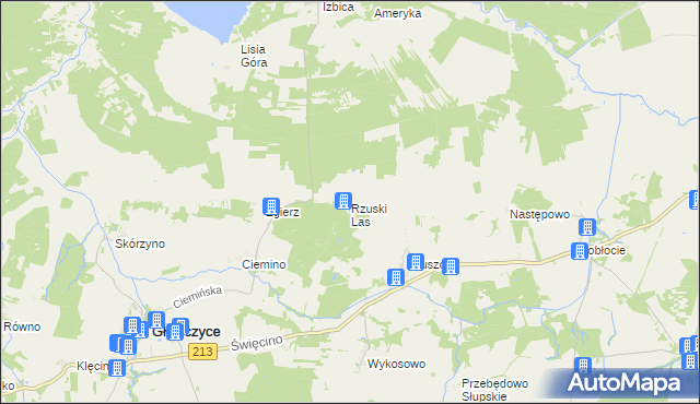 mapa Rzuski Las, Rzuski Las na mapie Targeo