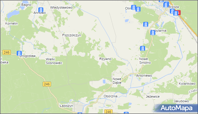 mapa Rzywno, Rzywno na mapie Targeo