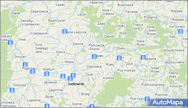 mapa Sadek gmina Jodłownik, Sadek gmina Jodłownik na mapie Targeo
