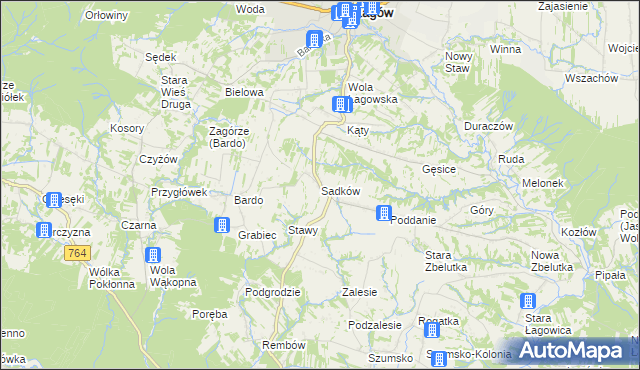 mapa Sadków gmina Łagów, Sadków gmina Łagów na mapie Targeo