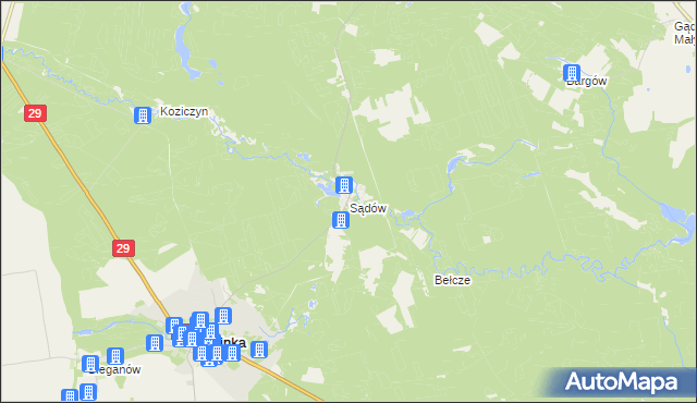 mapa Sądów gmina Cybinka, Sądów gmina Cybinka na mapie Targeo