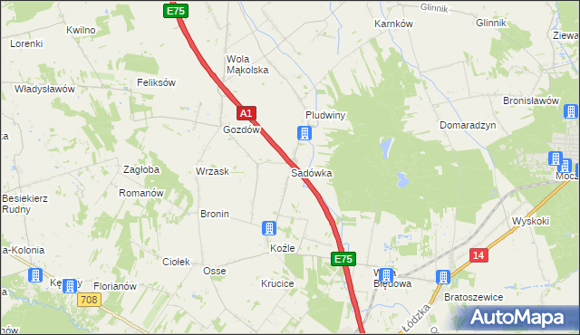 mapa Sadówka, Sadówka na mapie Targeo