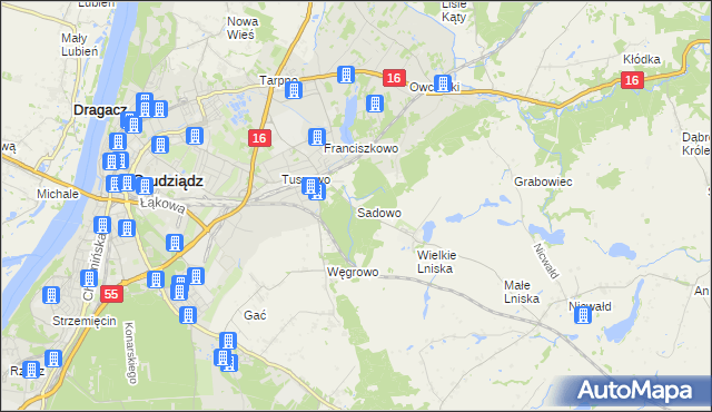 mapa Sadowo gmina Grudziądz, Sadowo gmina Grudziądz na mapie Targeo