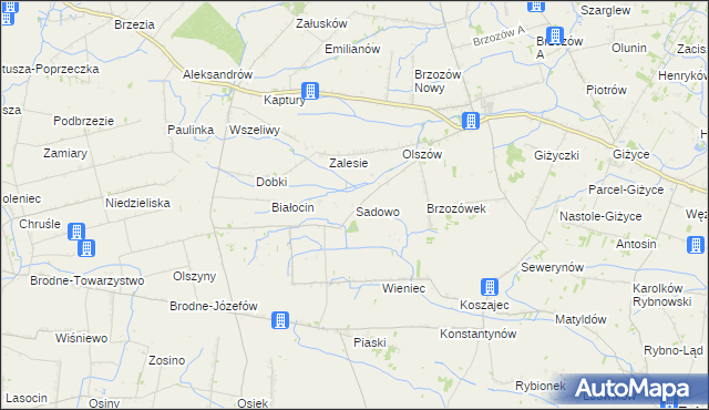 mapa Sadowo gmina Iłów, Sadowo gmina Iłów na mapie Targeo