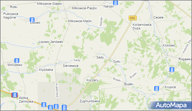 mapa Sady gmina Drohiczyn, Sady gmina Drohiczyn na mapie Targeo