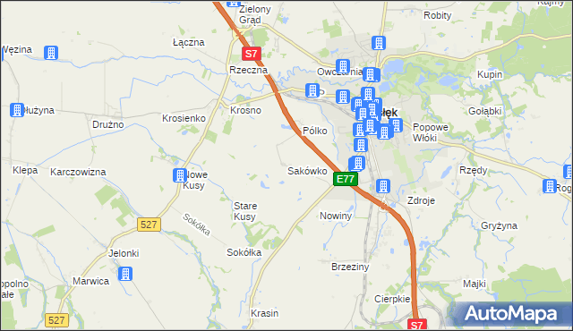 mapa Sakówko, Sakówko na mapie Targeo